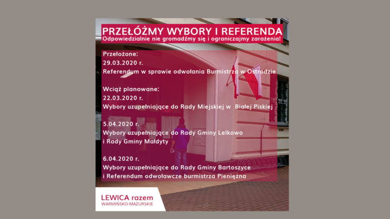 Przełóżmy wybory i referenda! Lewica Razem apeluje o przełożenie wyborów