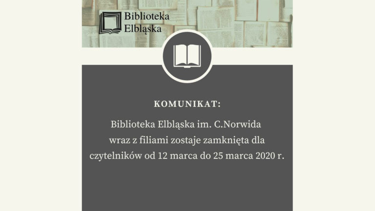 Biblioteka nieczynna w terminie 12.03-25.03. 2020 r.