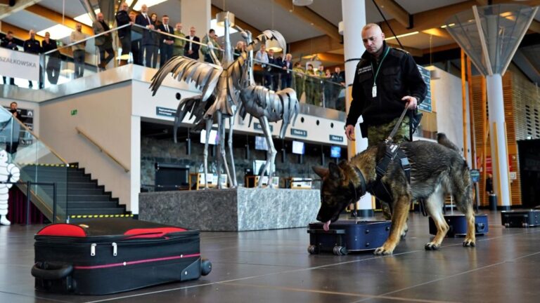 Szkolenie przewodników psów służbowych w Porcie Lotniczym Olsztyn-Mazury