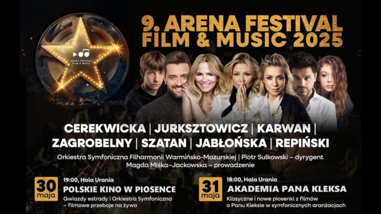 Muzyka filmowa, która&nbsp;budzi wspomnienia i&nbsp;wywołuje uśmiech – 9. Arena Festival Film & Music już wkrótce w&nbsp;Olsztynie!