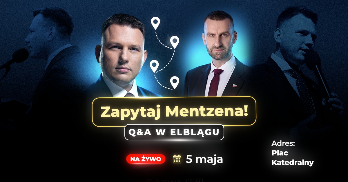 Sławomir Mentzen i Marcin Możdżonek w Elblągu. Otwarte spotkanie na Placu Katedralnym
