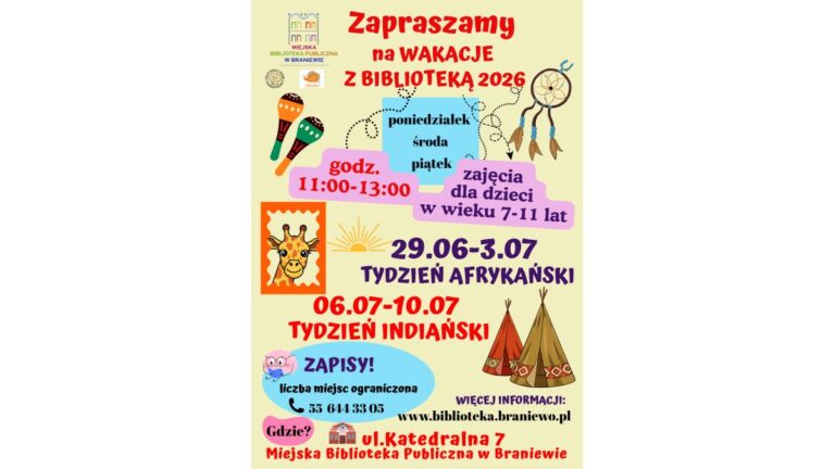 Biblioteka miejska zaprasza małych uczestników na&nbsp;Wakacje z&nbsp;Biblioteką 2026!